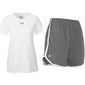 Under Armour Women’s Heatgear Tech Locker Tee Shirt & Shorts Set Outfit S M L